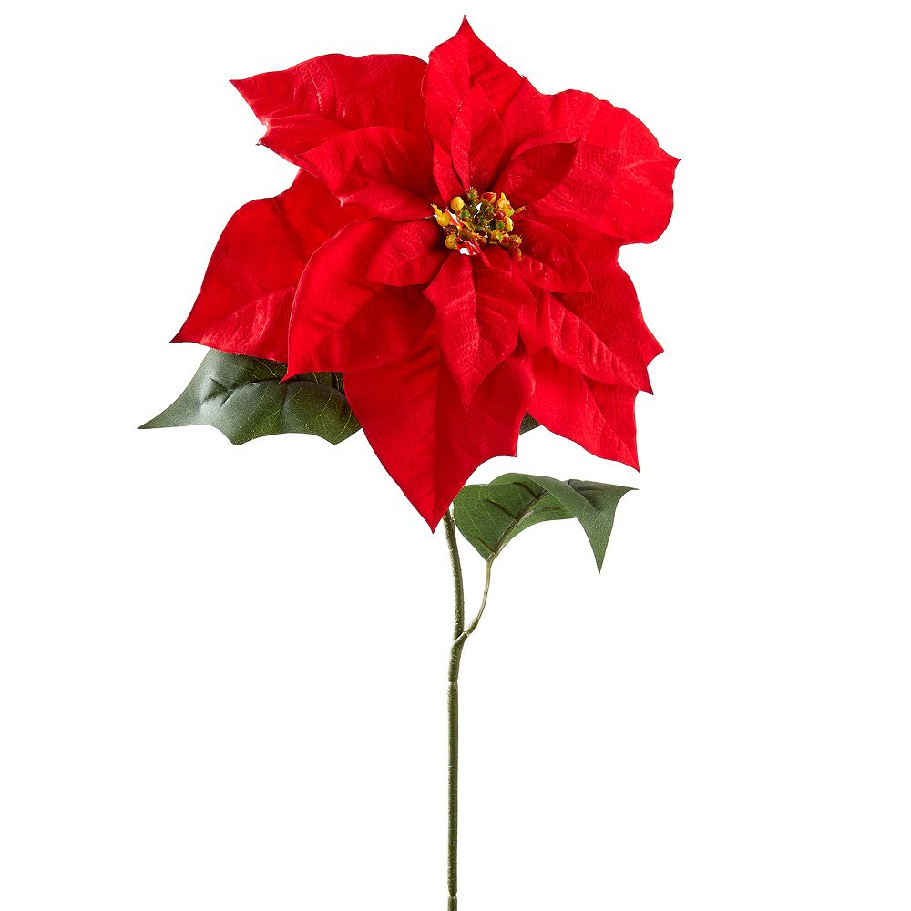 28"VELVET POINSETTIA SPRAY RE
