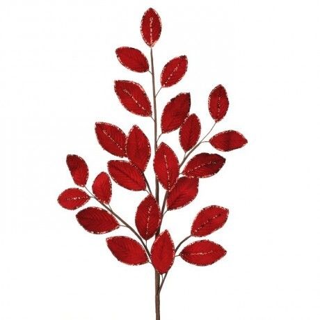 26" MINI VELVET LEAF SPRAY - RED/GOLD