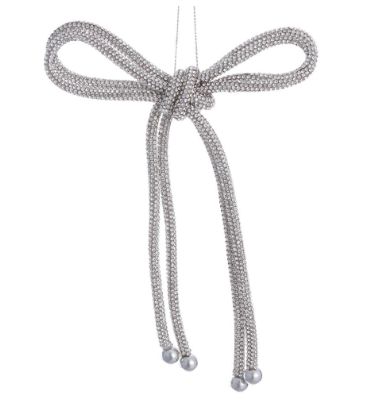7"DIAMOND BOW ORNAMENT SILVER
