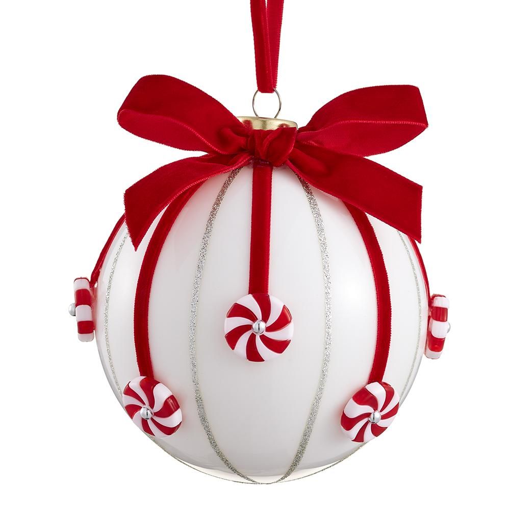 4.75"CANDY GLASS BALL ORNAMENT