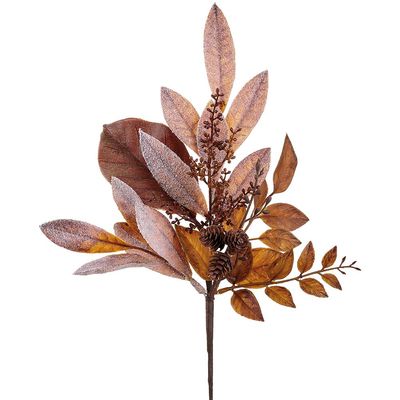 16" FALL BAY LEAF PICK - WITH PINE CONES AND MAGNOLIA LEAVES