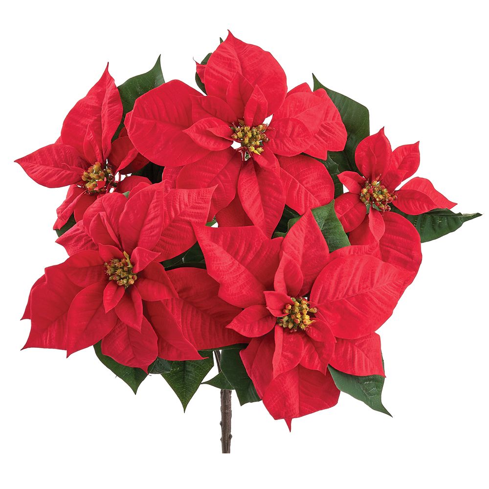 24"VELVET POINSETTIA BUSH X5