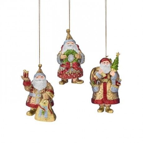 4" RESIN REGAL SANTA ORNAMENT 3/AST - BURGUNDY/GOLD
