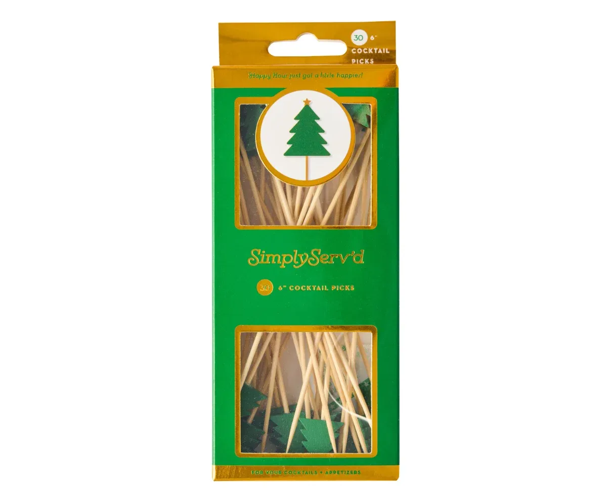 CHRISTMAS TREE PARTY COCKTAIL PICKS - 30 PACK