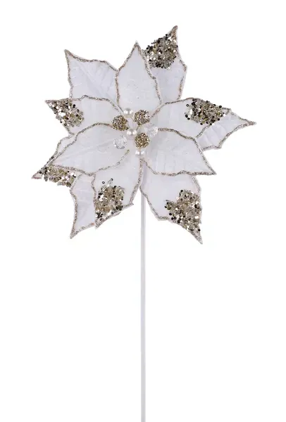 Glitter/Sequin Poinsettia CREAM 22"LX10.5"DIA GLITTER