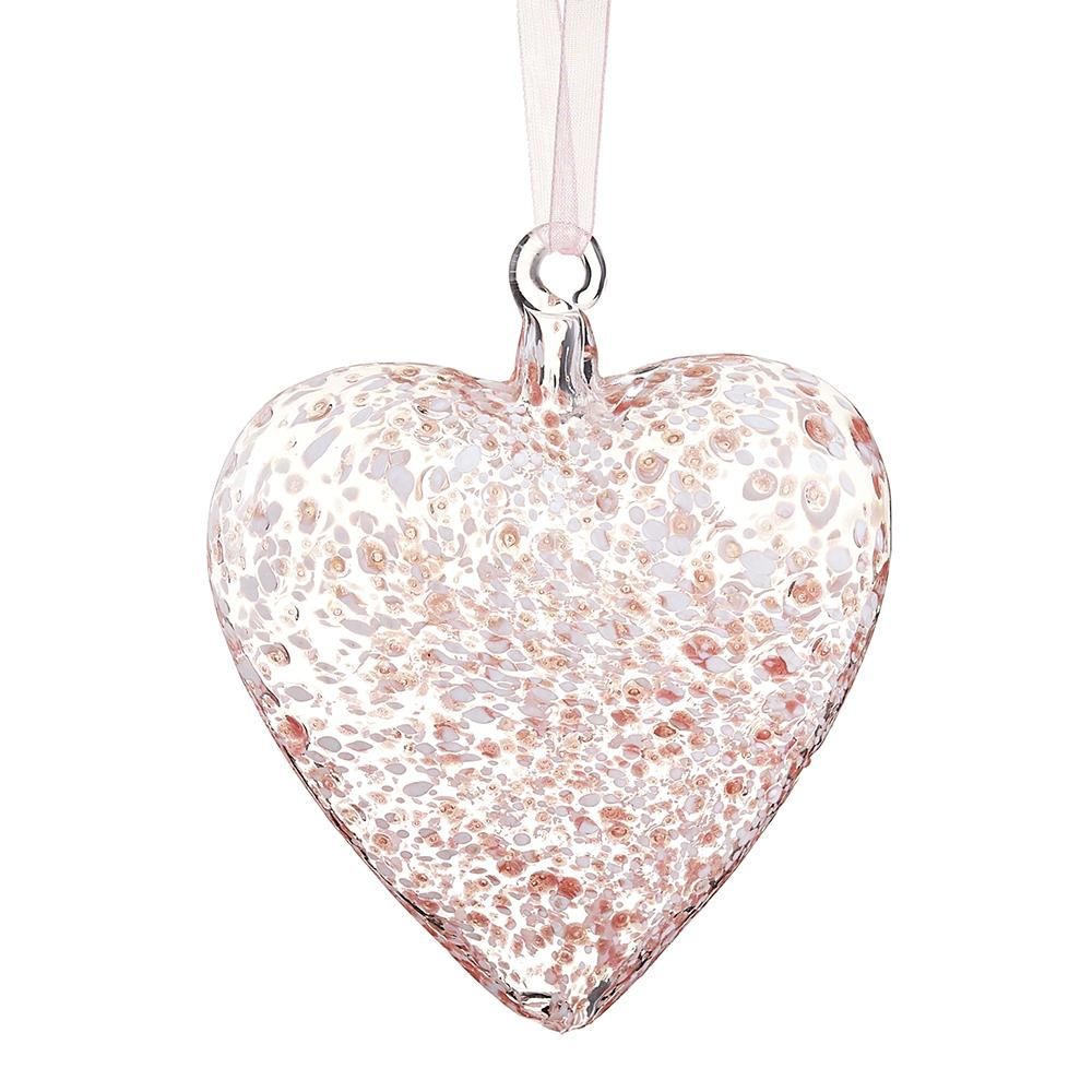 4.5"GLASS HEART ORNAMENT PK/CW