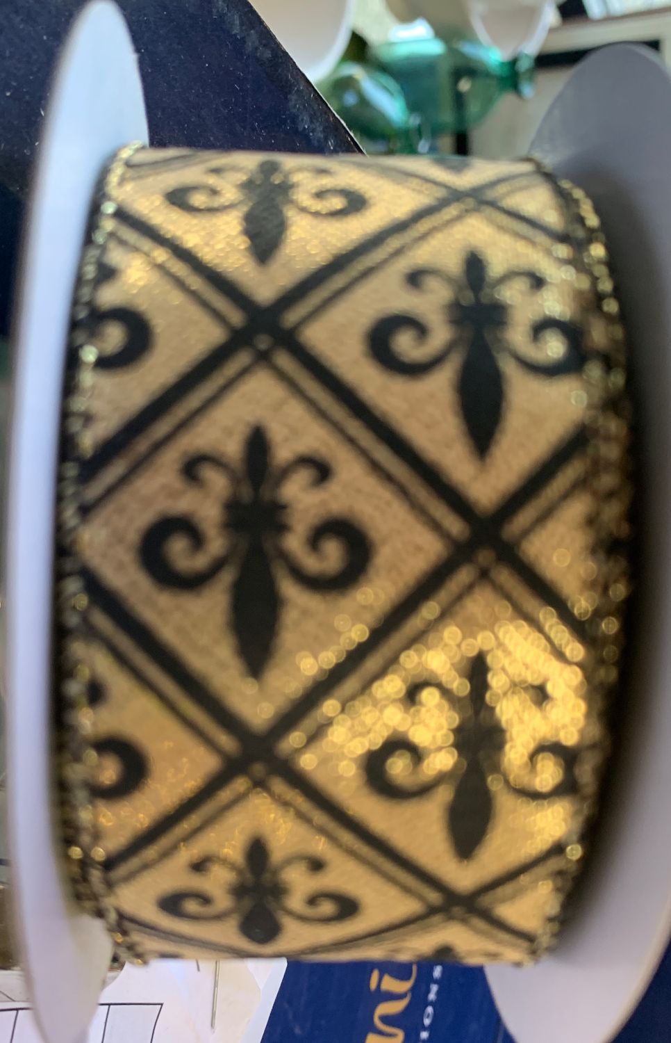 Black and gold metallic ribbon