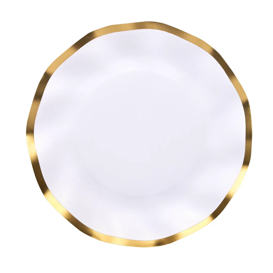 WAVY SALAD PLATE - WHITE - 8 PACK