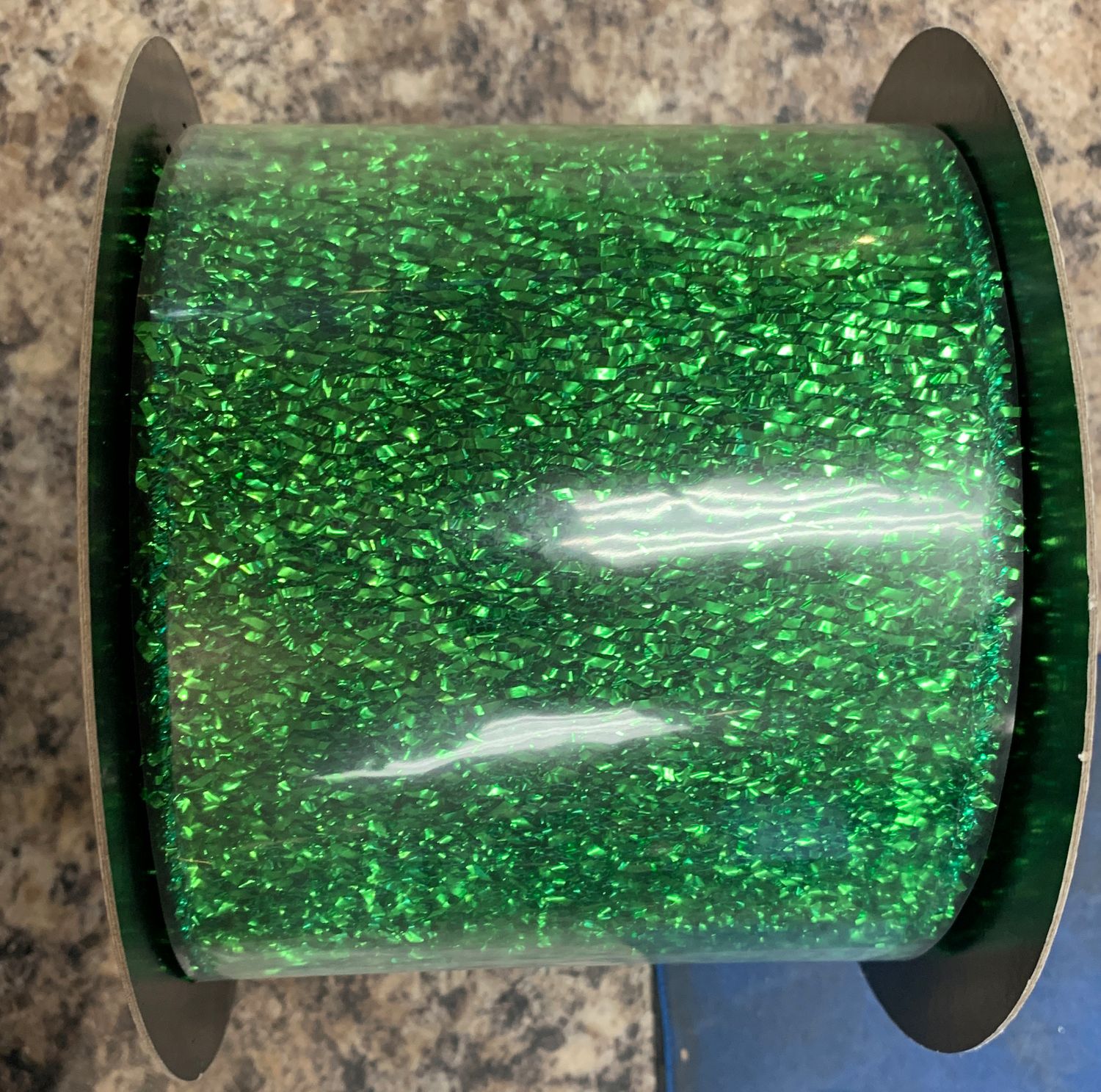 4” emerald green Christmas glitter ribbon