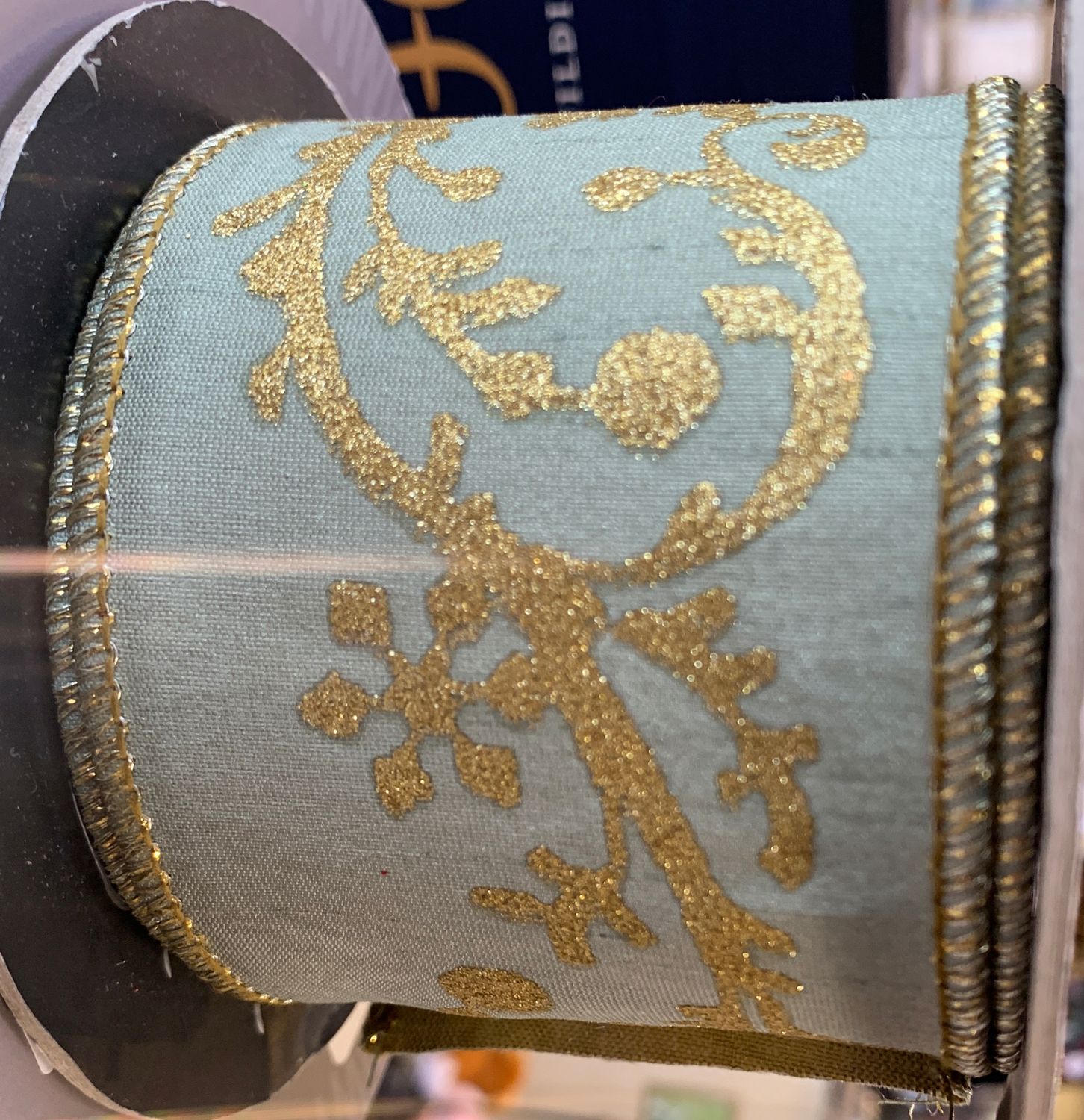 Green and gold 2.5 inch ribbon