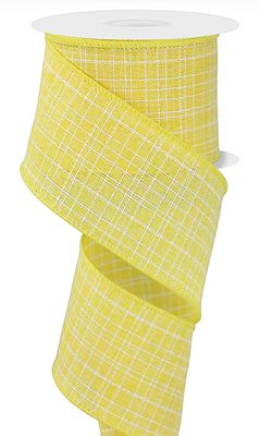 YELLOW CHECK WIRED RIBBON 2.5" X 10 YDS