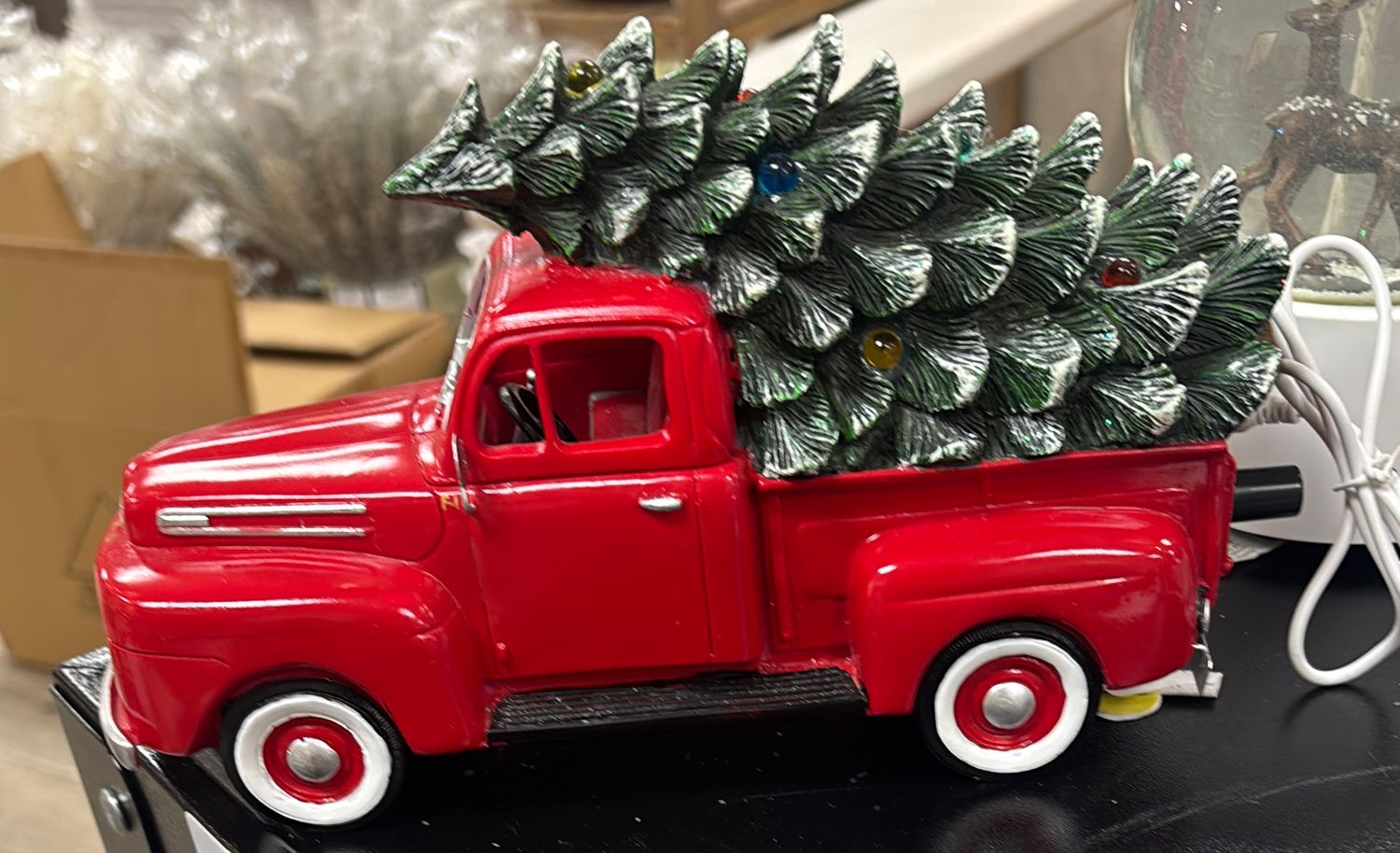 Red Truck With Christmas Tree