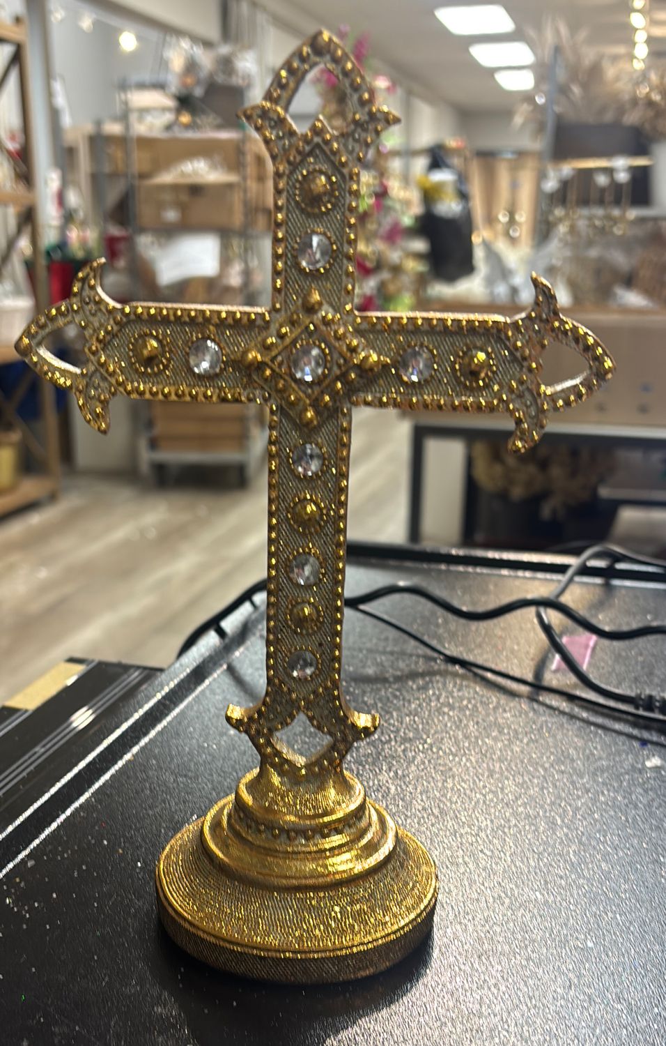 9" Resin Cross With Jewels