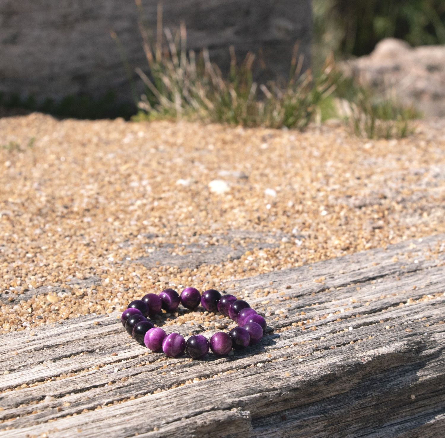 Bracelet Oeil de Tigre Violet teinté Bracelet Oeil de Tigre Violet teinté