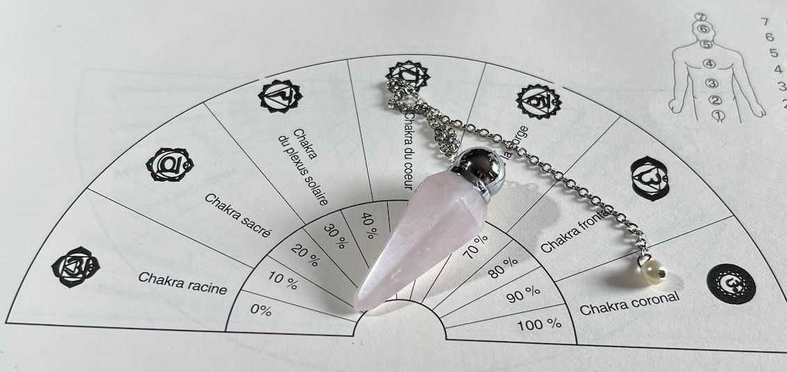 Pendule Quartz rose facetté en pointe Pendule Quartz rose facetté en pointe