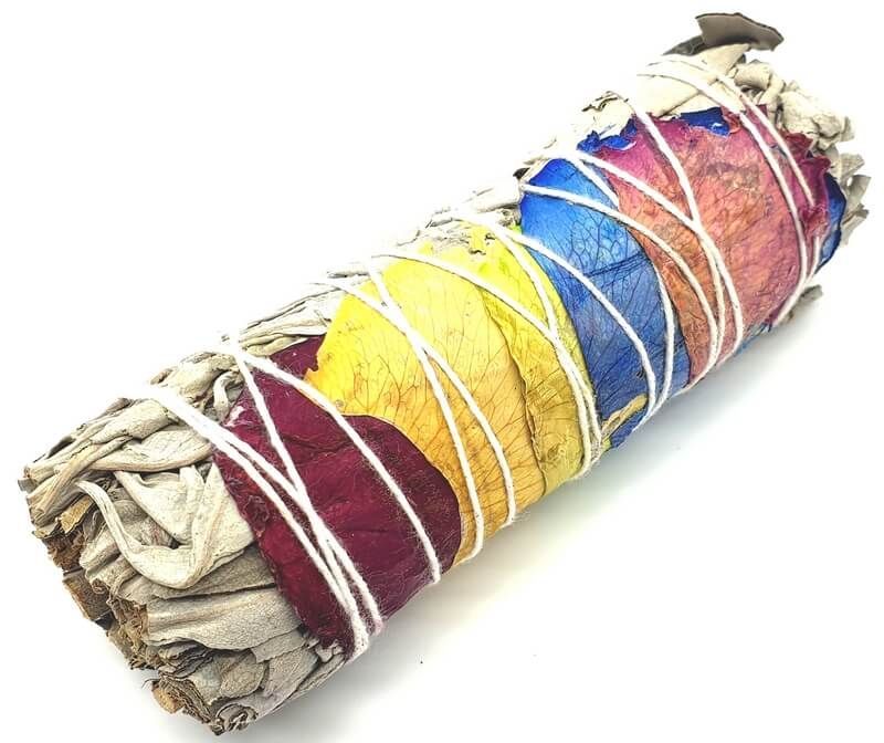 Smudge de sauge blanche / pétales 7 chakra S - Set de 2 Smudge de sauge blanche / pétales 7 chakra S - Set de 2