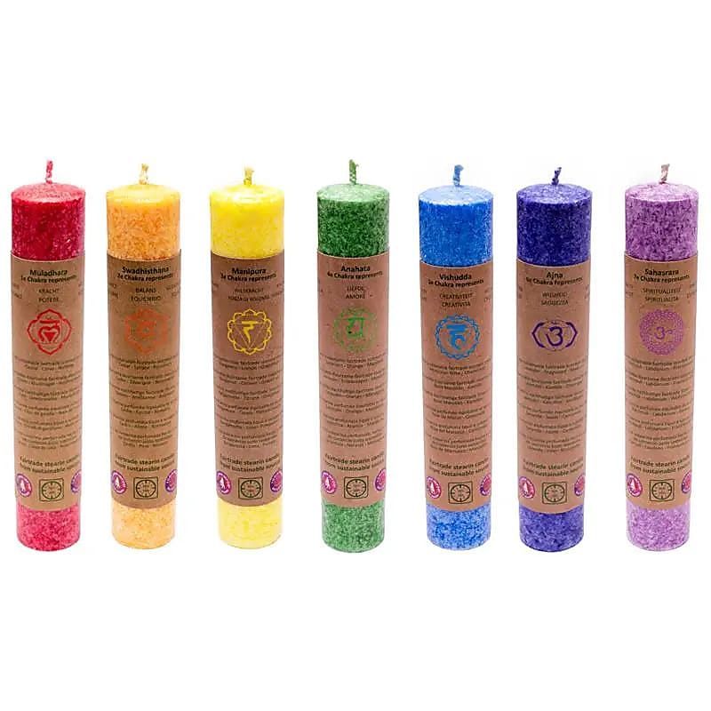 7 bougies aux huiles essentielles du 1°chakra au 7°chakra 7 bougies aux huiles essentielles du 1°chakra au 7°chakra