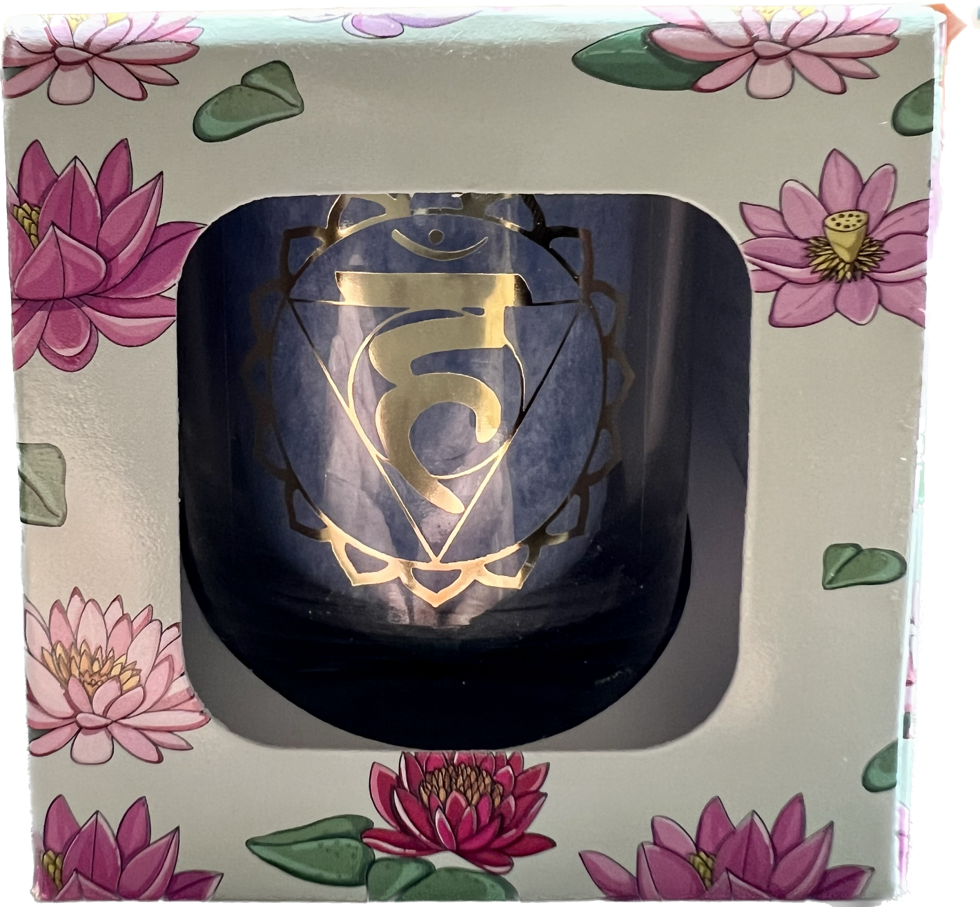 Bougie Votive 5°chakra aux huiles essentielles. «Rechargeable»