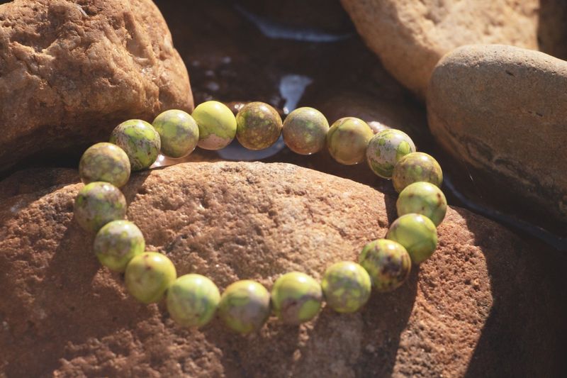 Bracelet Jaspe Impérial vert chauffé Bracelet Jaspe Impérial vert chauffé