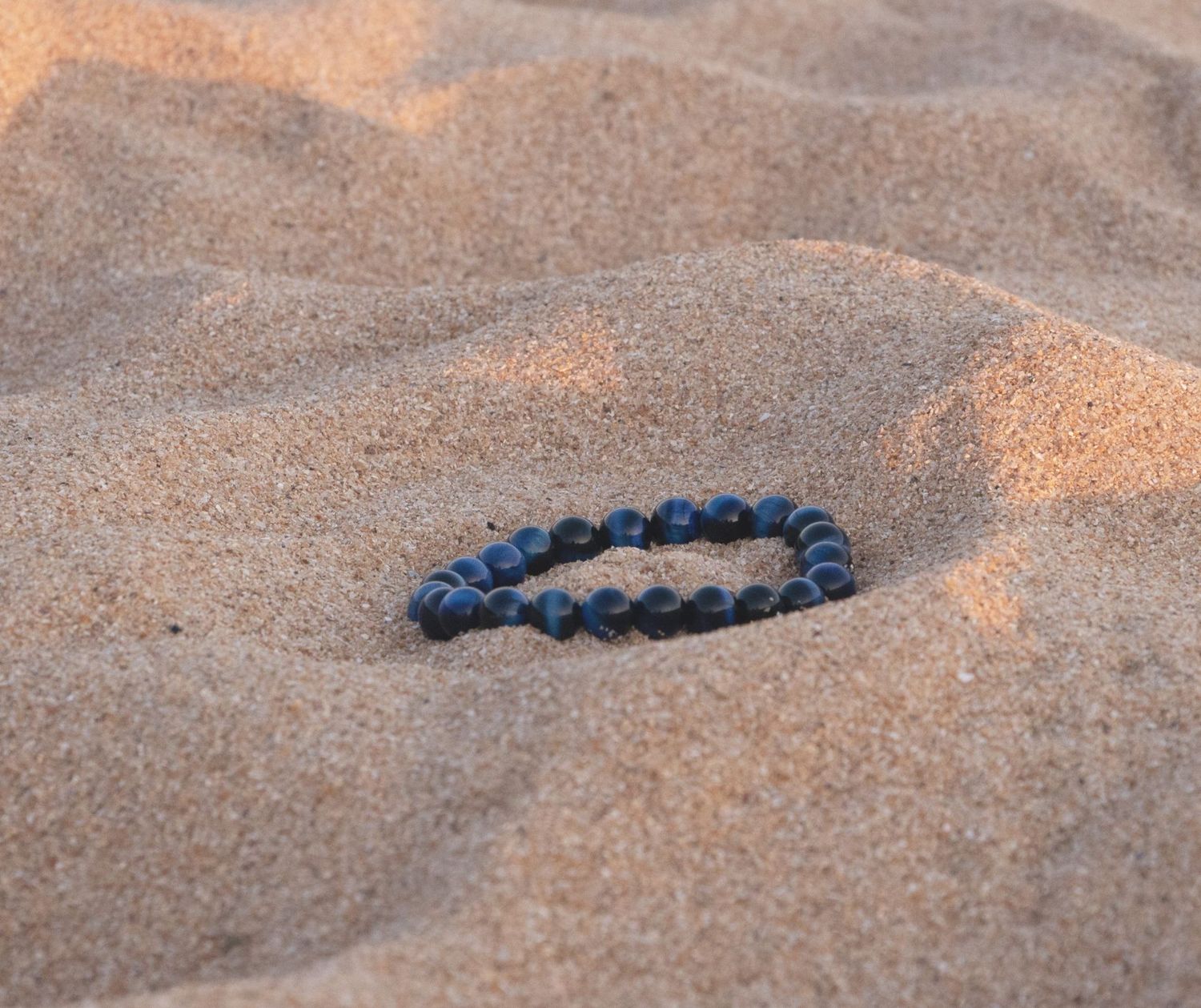 Bracelet Oeil de Tigre Bleu teinté Foncé