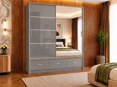 Flavia 2-Door High Gloss Sliding Wardrobe 203 cm