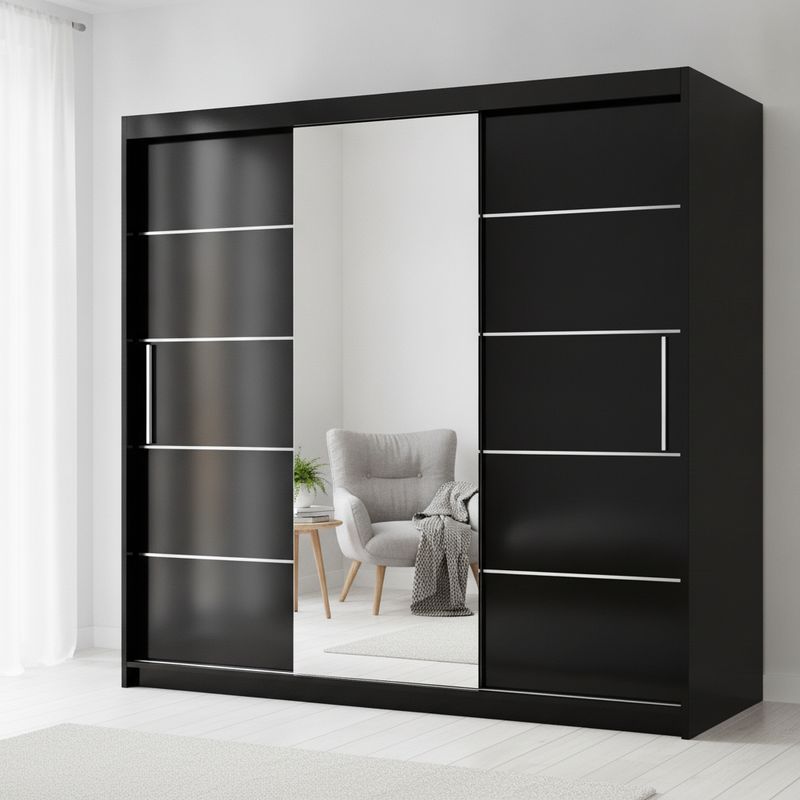 Lyon Mirrored Sliding Door Wardrobe - 250 cm