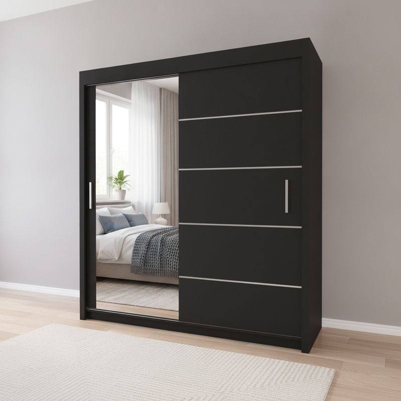 Lyon Mirrored Sliding Door Wardrobe - 203 cm