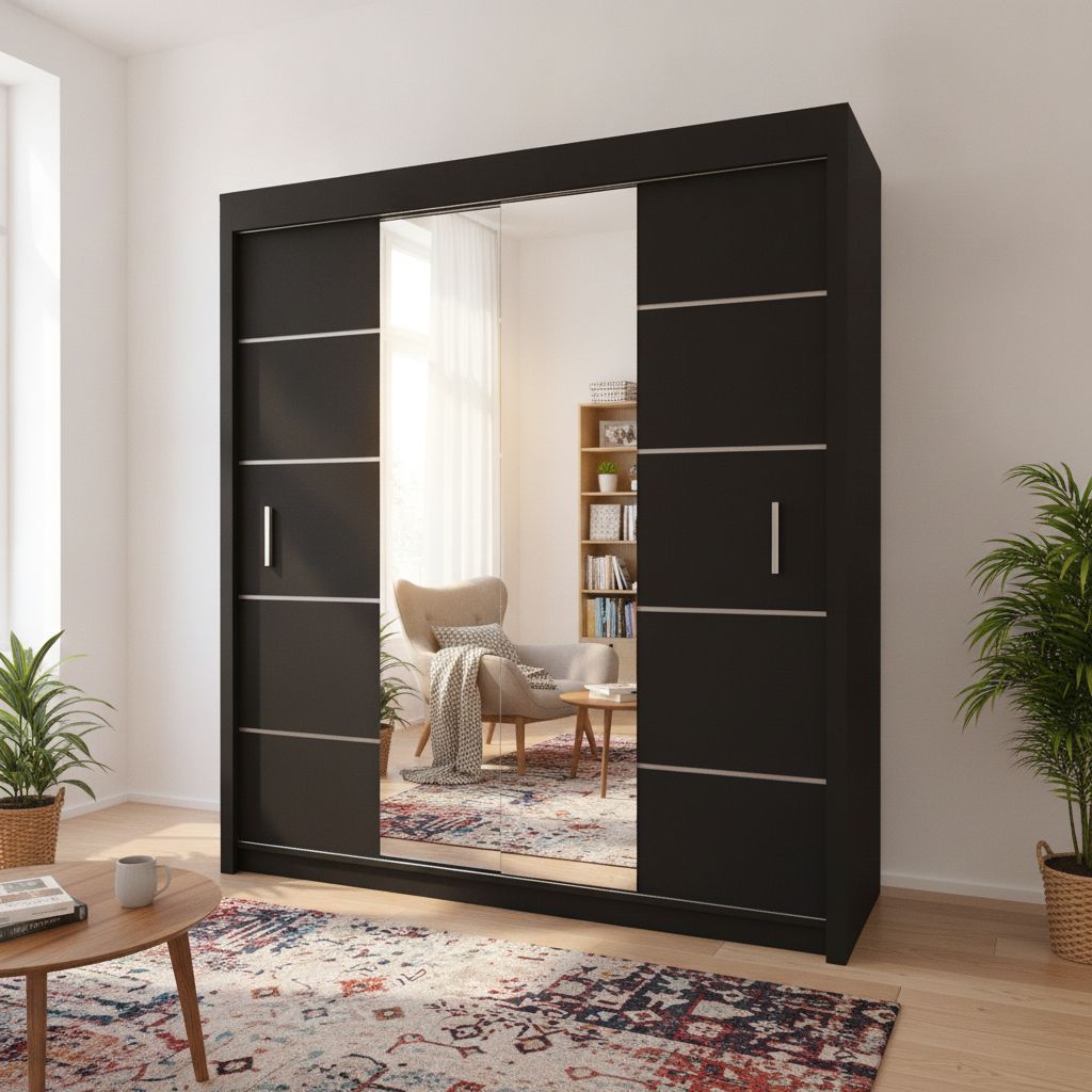 Sliding Wardrobe Centre Mirror Door 203cm – Oslo