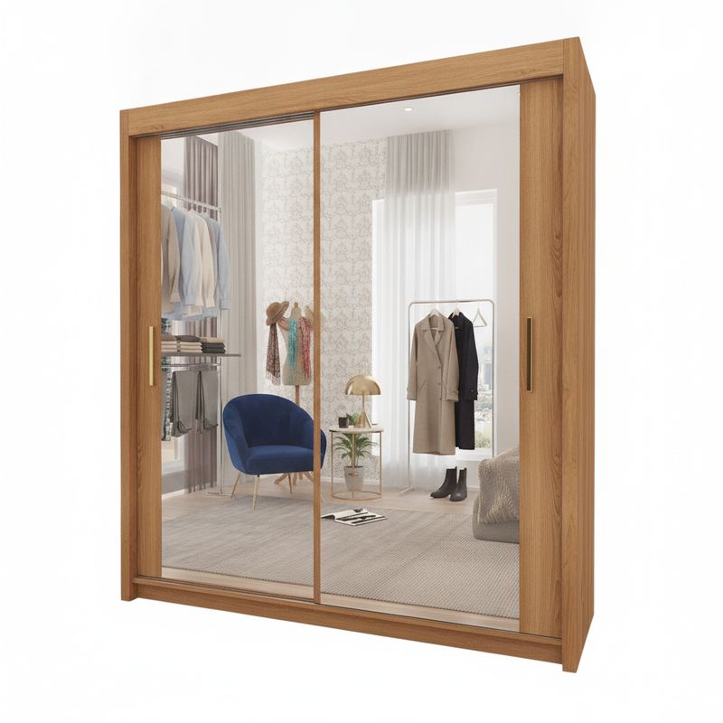 Miro 2-Door Full Mirror Sliding Wardrobe - 90 cm