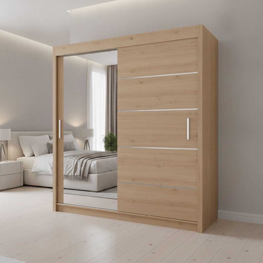 Lyon Mirrored Sliding Door Wardrobe -150 cm