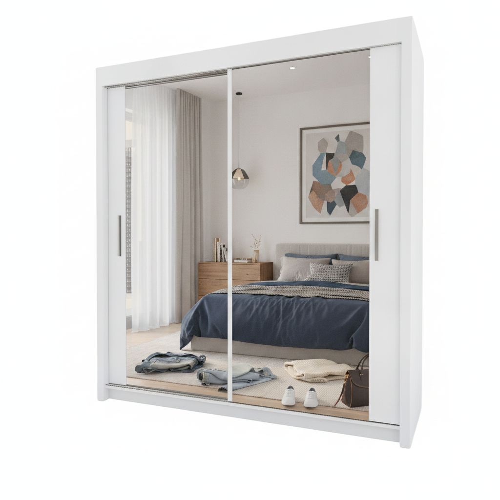 Miro 2-Door Full Mirror Sliding Wardrobe - 203 cm