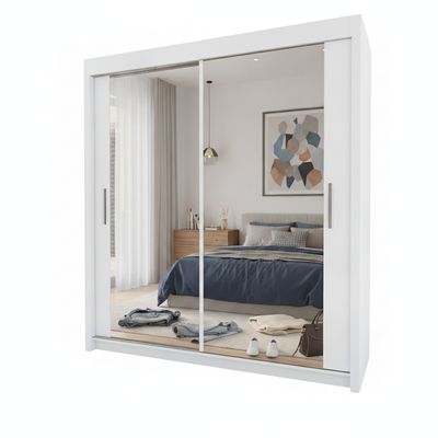 Miro 2-Door Full Mirror Sliding Wardrobe - 203 cm