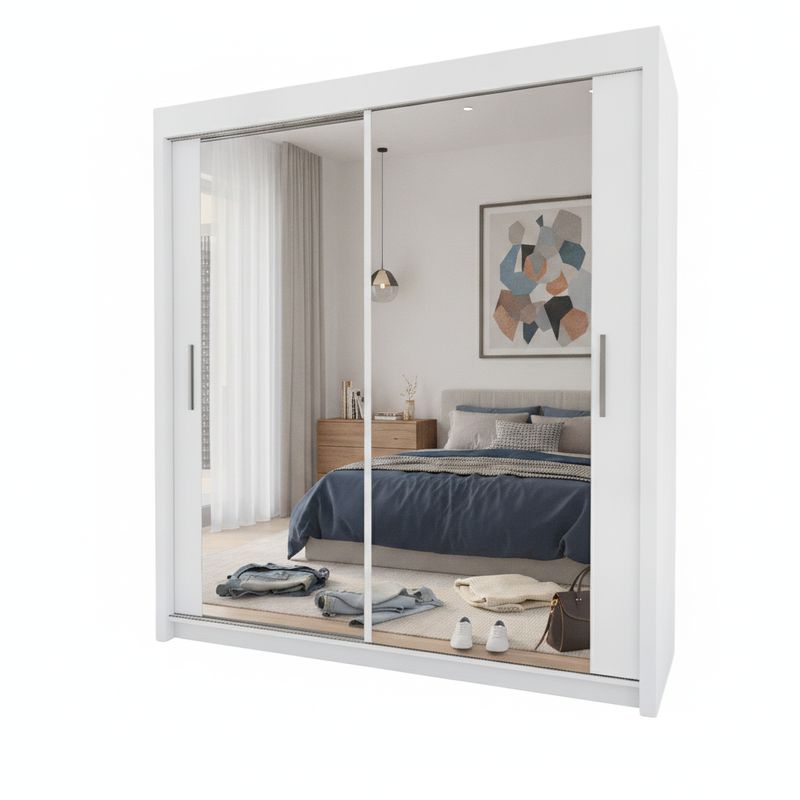 Miro 2-Door Full Mirror Sliding Wardrobe - 180 cm