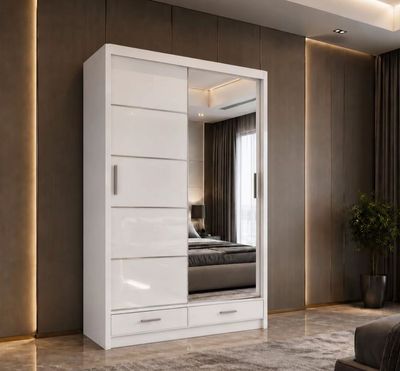 Flavia High Gloss Sliding Door Wardrobe - 150 cm