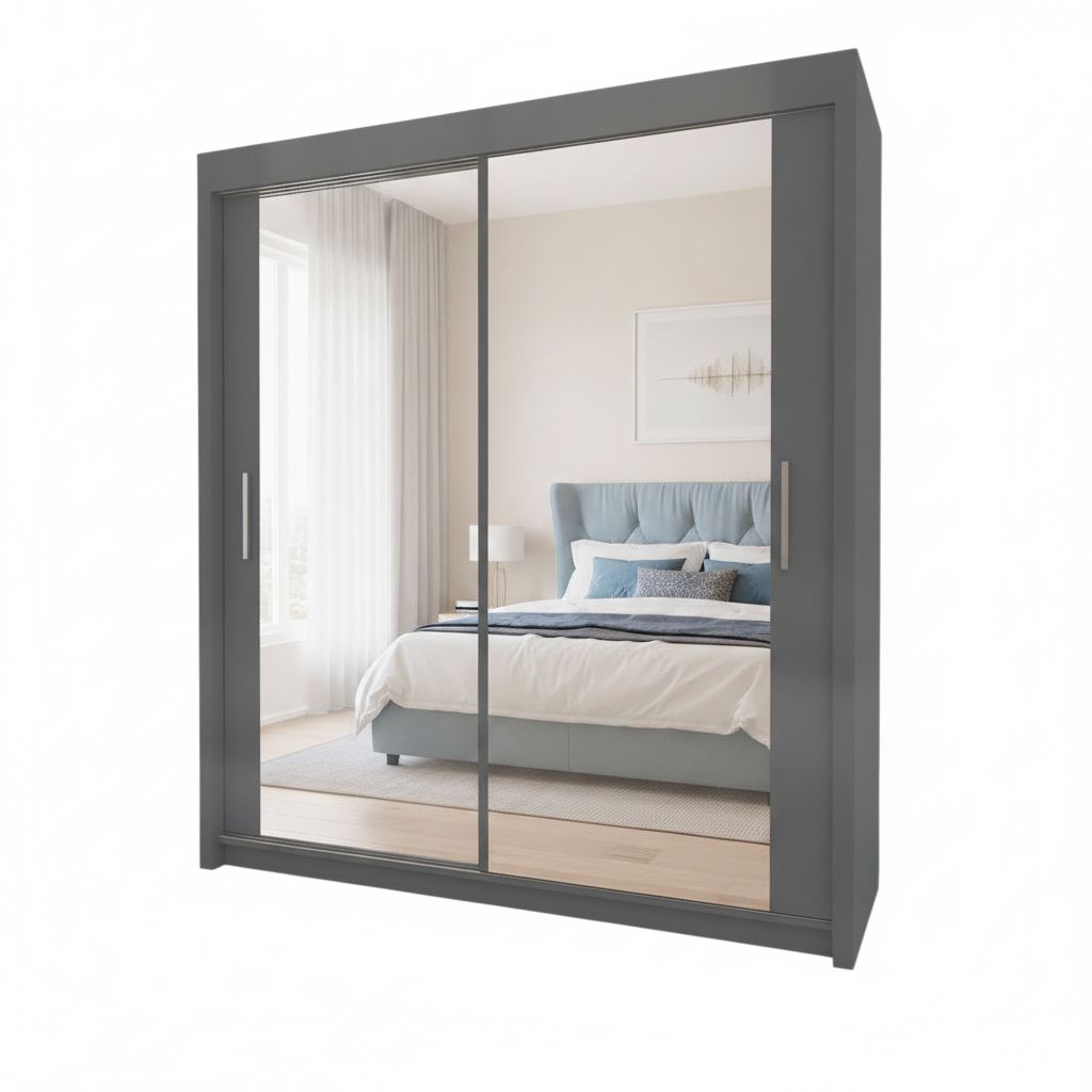 Miro 2 Door Mirrored Sliding Wardrobe - 100 cm