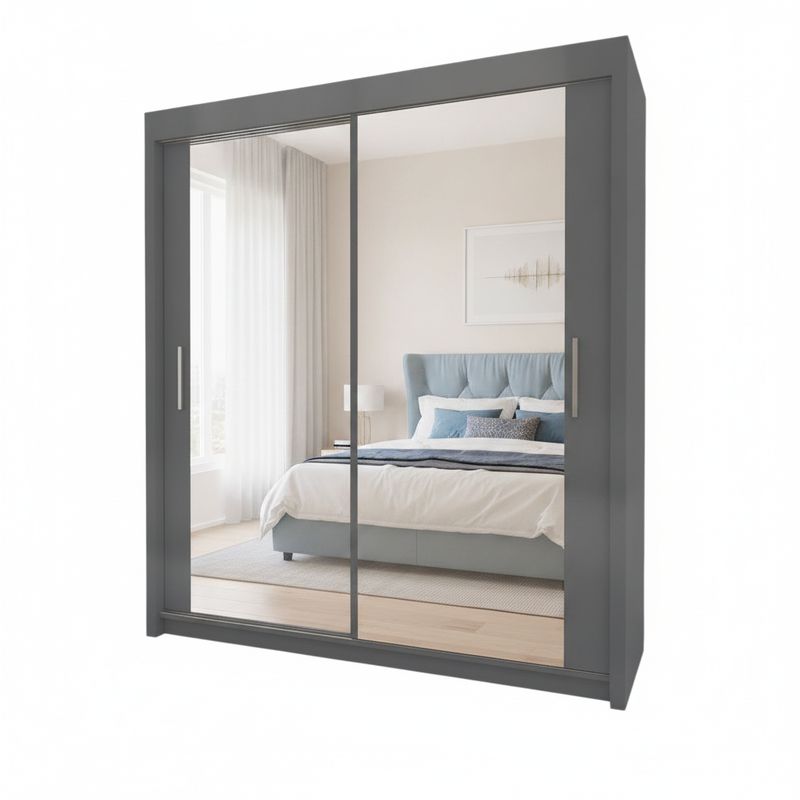 Miro 2 Door Mirrored Sliding Wardrobe - 100 cm