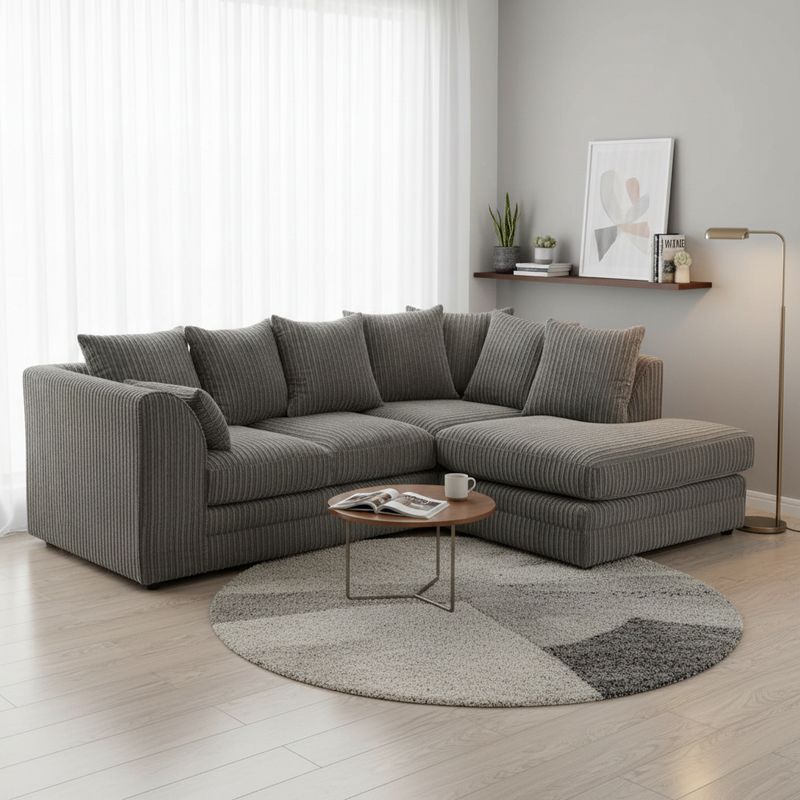 Manny L Shape Jumbo Cord 4 Seater Corner Sofa - Right Hand Corner