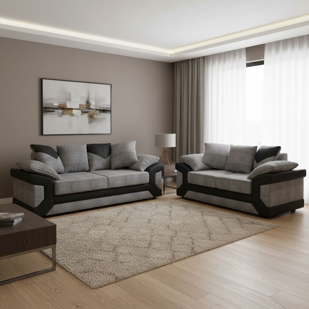 Jumbo Cord 3 &amp; 2 Seater Sofa Set | Optional Footstool available