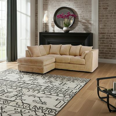 Manny L Shape Jumbo Cord 4 Seater Corner Sofa - Left Hand Corner
