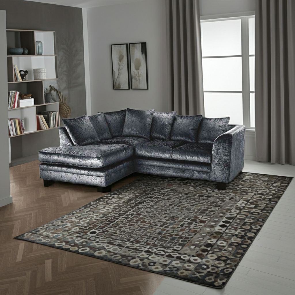 Crushed Velvet 4 Seater Corner Sofa- Left Hand Corner