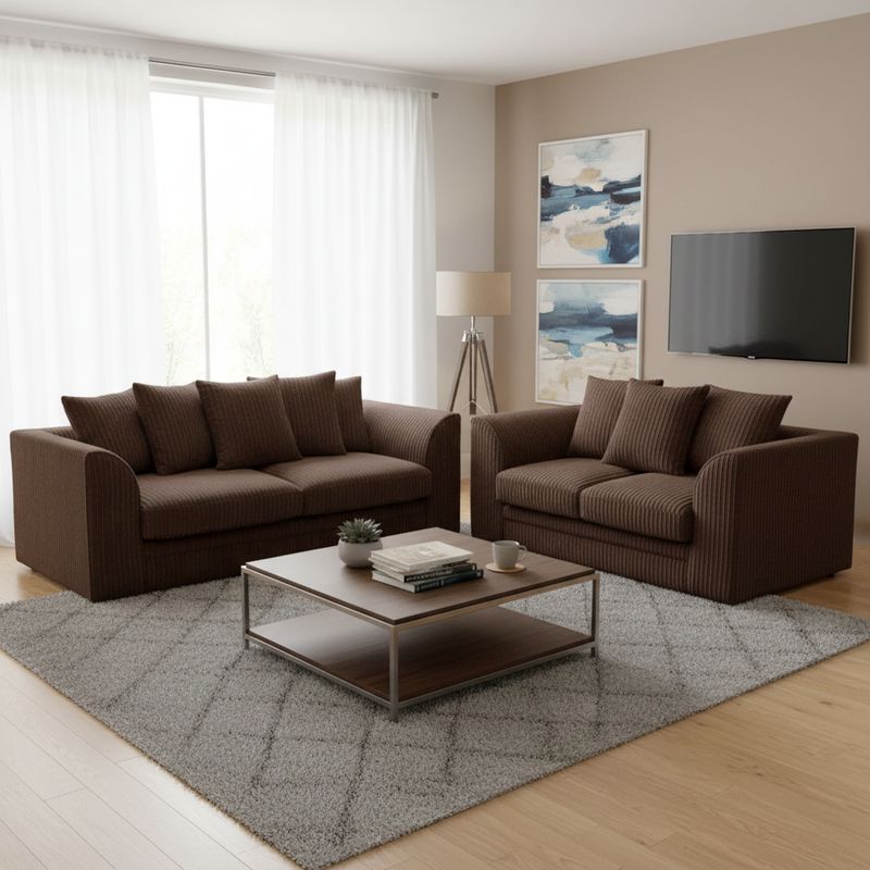 Manny Jumbo Cord 3+2 Seater Sofa Set | Optional Footstool Available