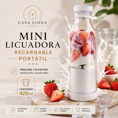 Mini Licuadora Portatil Recargable de 420 ml