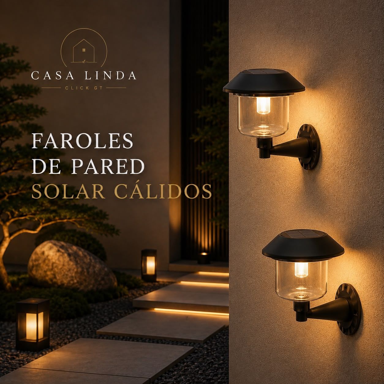 Dúo de lámparas LED solares para pared
