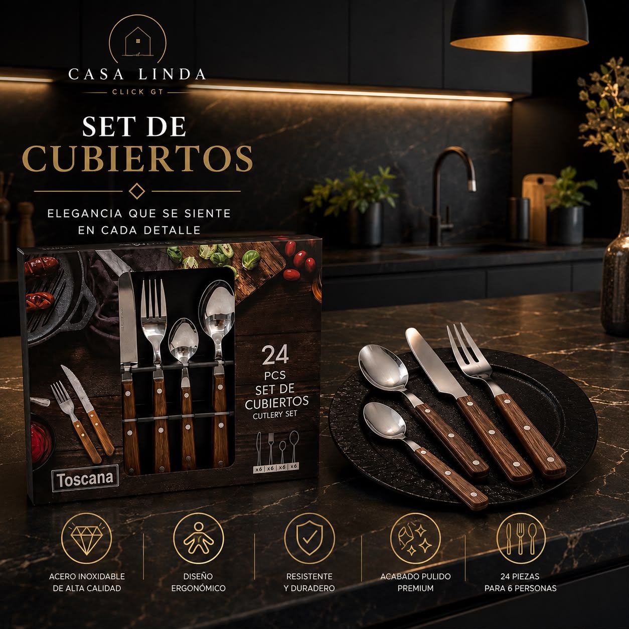 Set de cubiertos de 24 piezas