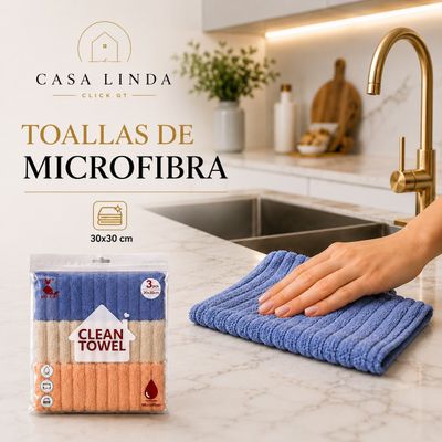Paquete de 3 toallitas de microfibra 30 × 30 cm