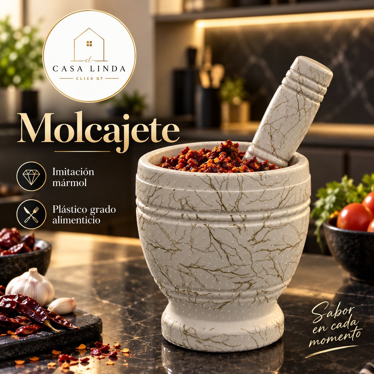 Molcajete Blanco Betas doradas