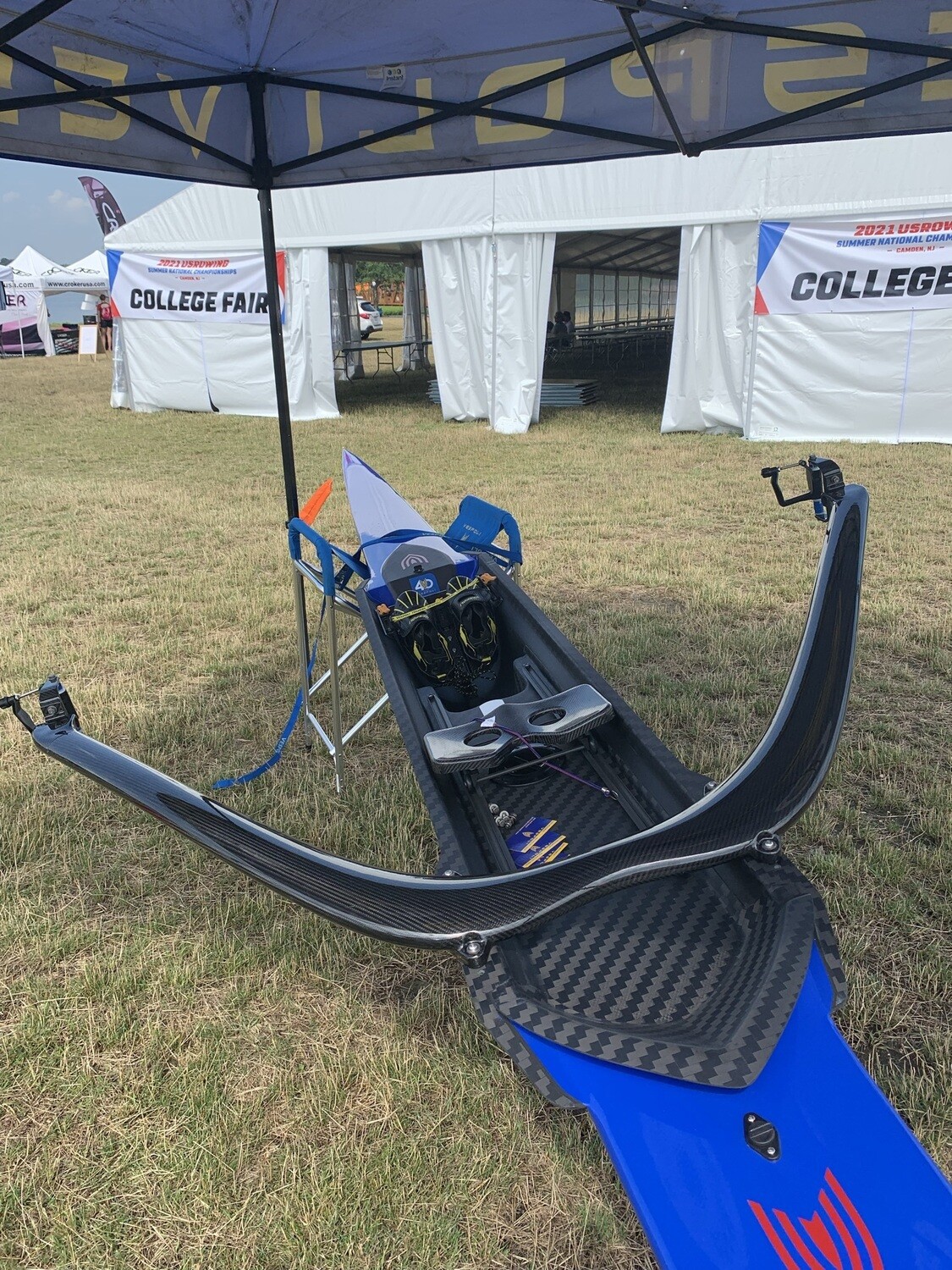 Carbon Bow Mount Sculling Rigger, Carbon Bow Mount Sculling Rigger: Complete  with Outboard Assembly