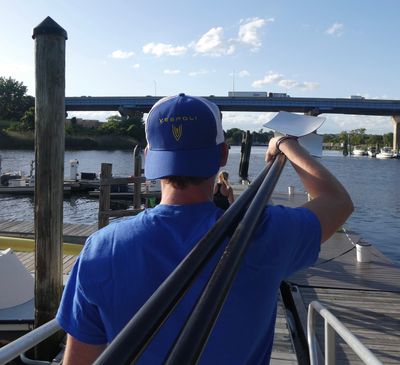 Blue &amp; White VESPOLI Trucker Hat