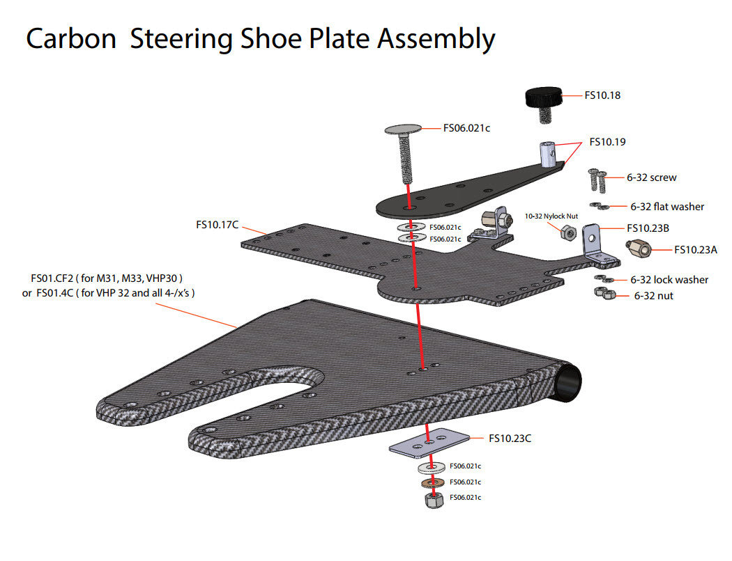 Complete Steering Shoe Plate Mounted on Footboard