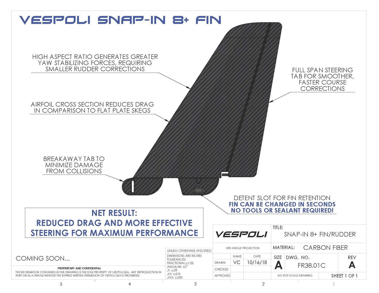 VHP Snap-In Fin/Rudder Combo for Eights